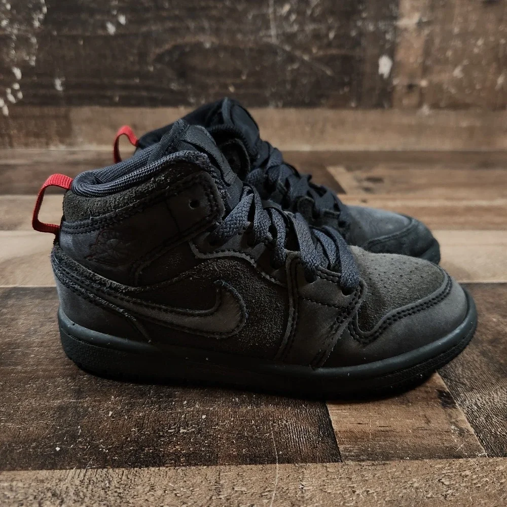Air Jordan 1 Toddler 11C Black Mid SE Craft TD Dark Smoke Red FQ7754-001